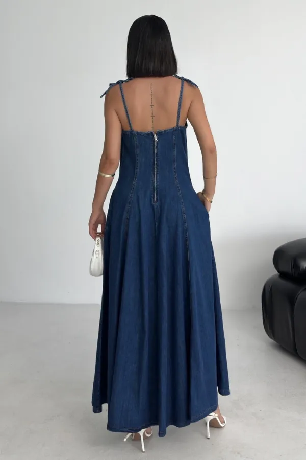 Bağcık Detaylı Volanlı Elbise 3052-26-(S-XL) Bağcık Detaylı Volanlı Elbise 3052-26-(S-XL)