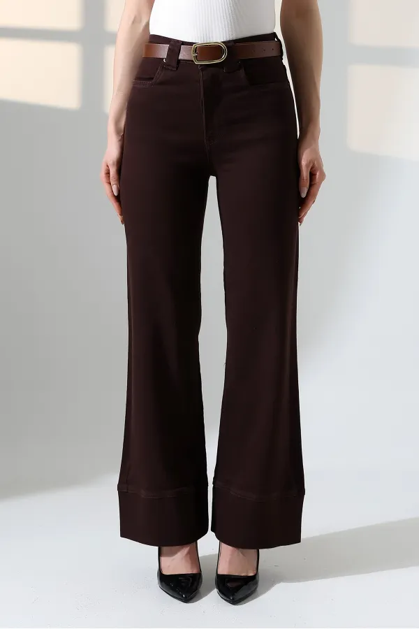 Paça Detaylı Palazzo Kot Pantolon  7164-78-(27-32)