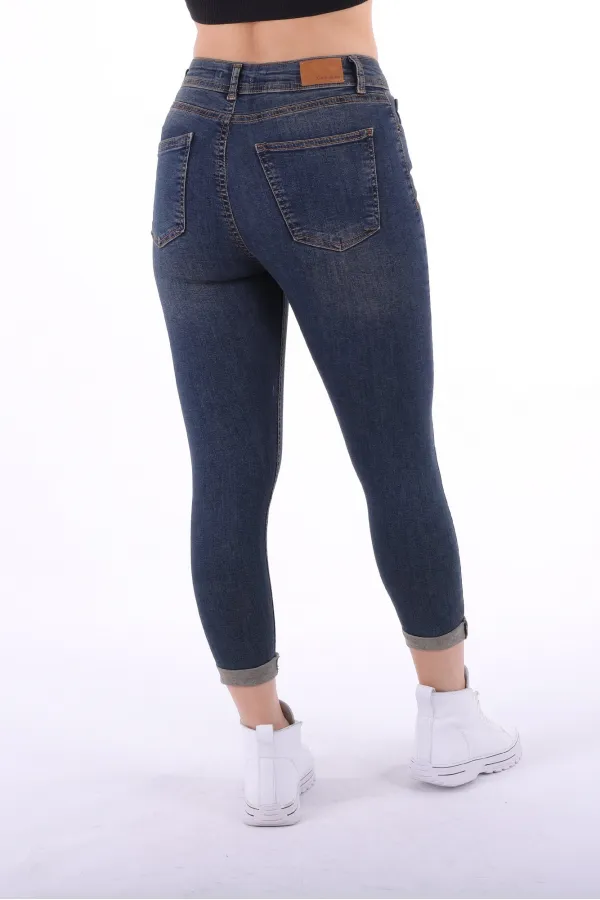 Duble Paça Skinny Kısa Boy Kot Pantolon  820-02-(28-33)