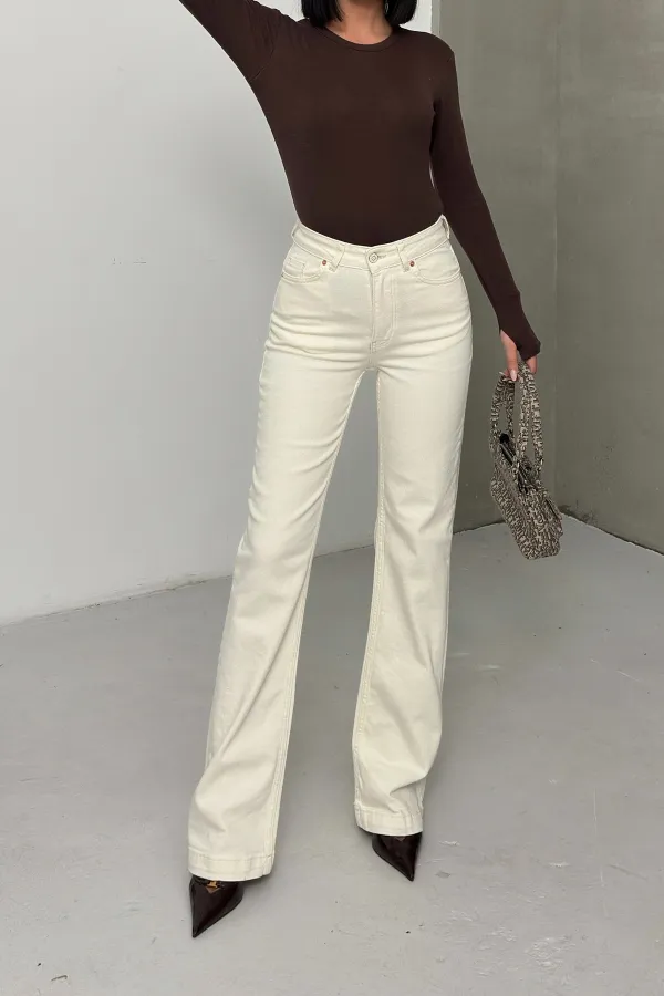 Stitched Hems Wide Leg Relaxed Jean 7026-80-(27-32) Natural