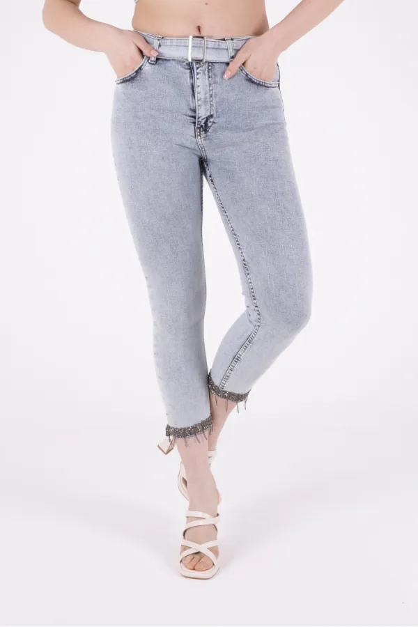 Paçaları Kemerli Pantolon 746-08-(27-32) Paçaları Kemerli Pantolon 746-08-(27-32)
