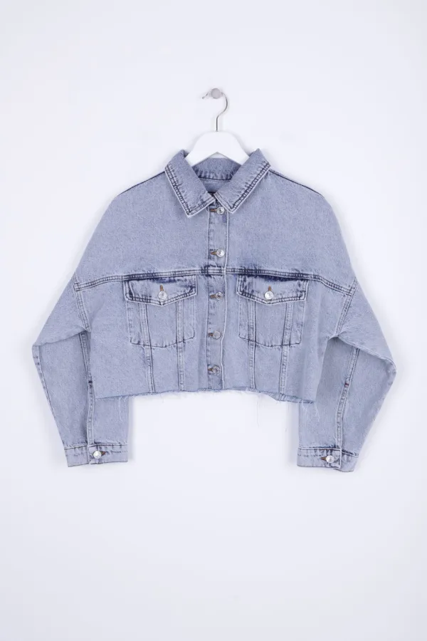 Kısa Oversize Kot Ceket 651-08-(S-L-5) Kısa Oversize Kot Ceket 651-08-(S-L-5)
