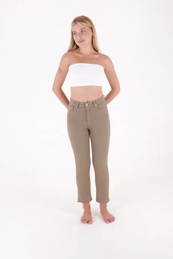 Fringe Ending High Waisted Mom Fit Jean  764-74-(26-33) Green