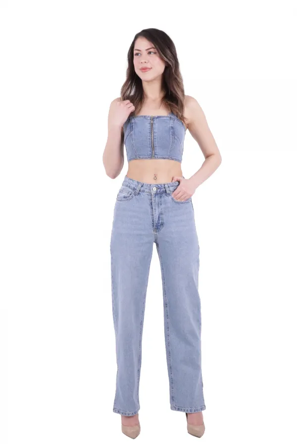 Paçası Yırtmaçlı Boru Paça Relax Kot Pantolon 931-15-(27-32) Paçası Yırtmaçlı Boru Paça Relax Kot Pantolon 931-15-(27-32)
