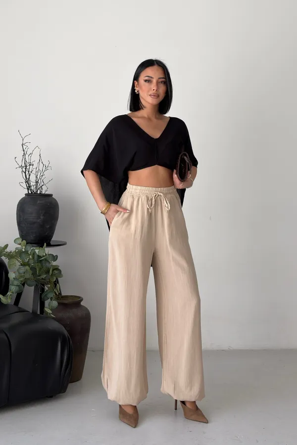 Beli ve Paçası Lastikli Pantolon  HS720-65-(S-XL)