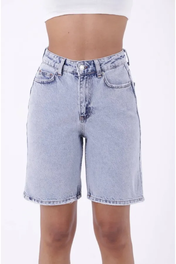 Mid Length Denim Short 2001-08-(S-XL-6) Snow Light Blue