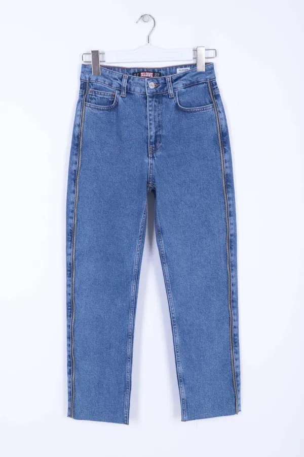 Şerit Fermuarlı Kot Pantolon  7004-27-(26-31)