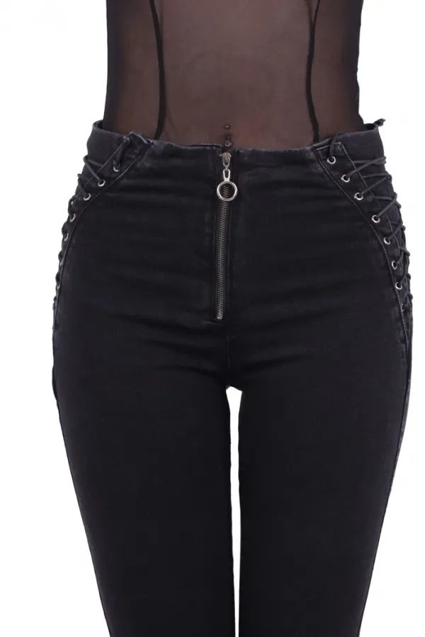 Yanı Bağcıklı Kot Pantolon 712-23-(28-33)