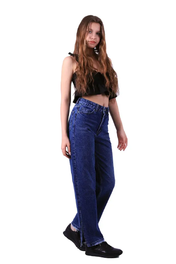 Paçası Yırtmaçlı Boru Paça Relax Kot Pantolon 931-01-(27-32) Paçası Yırtmaçlı Boru Paça Relax Kot Pantolon 931-01-(27-32)