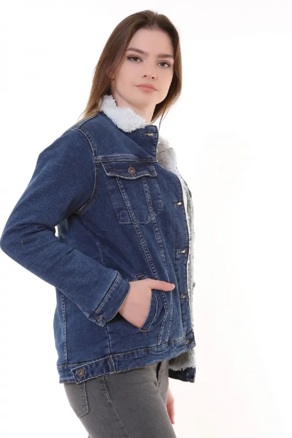 İçi Kürklü Kot Ceket 656-06-(S-L-3) İçi Kürklü Kot Ceket 656-06-(S-L-3)
