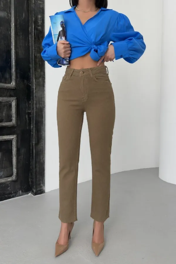 Dikişsiz Paça Mom Fit Kot Pantolon  764-72-(30-33)