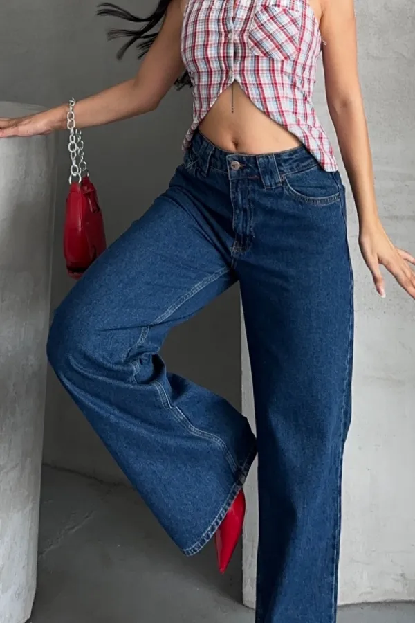 Wide Leg Baggy Relax Jean 7031-26-(26-31) Regular Dark Blue