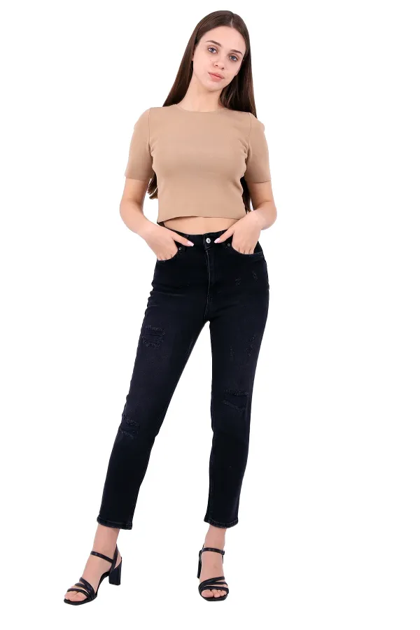 Yamalı Mom Kot Pantolon  1727-03-(28-33)