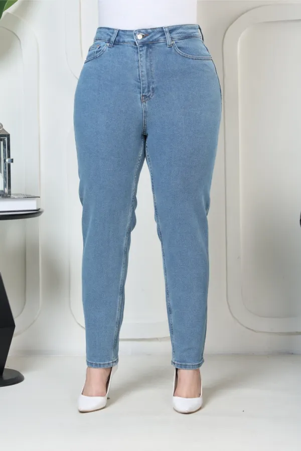 High Waisted Comfort Slim Ankle Length Jean  896-27-(32-36) Rinsed Blue