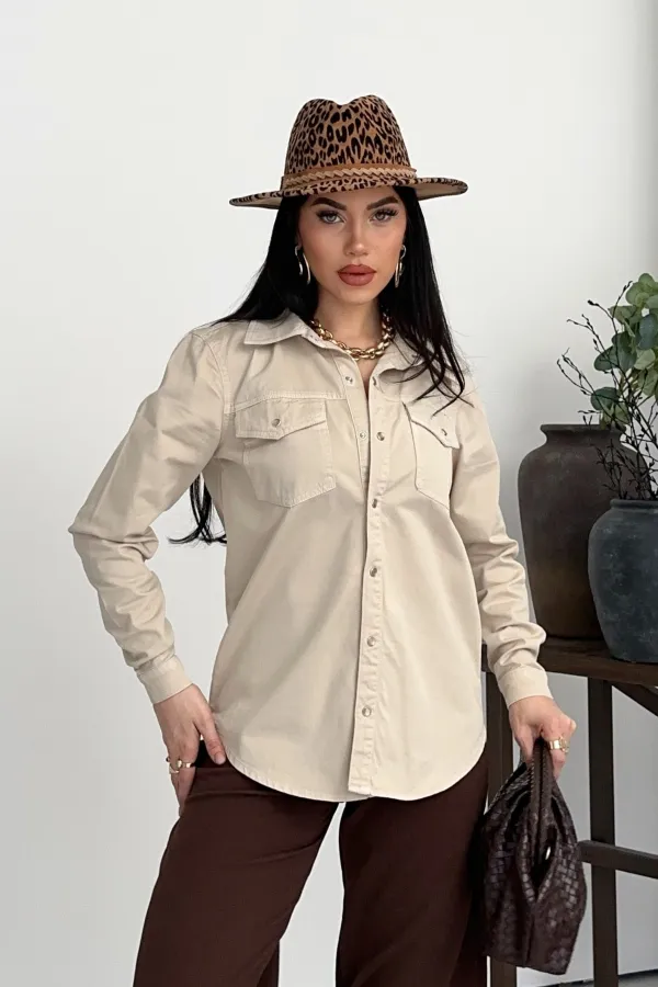 Çıtçıtlı Kot Gömlek  6013-65-(S-XL-6)