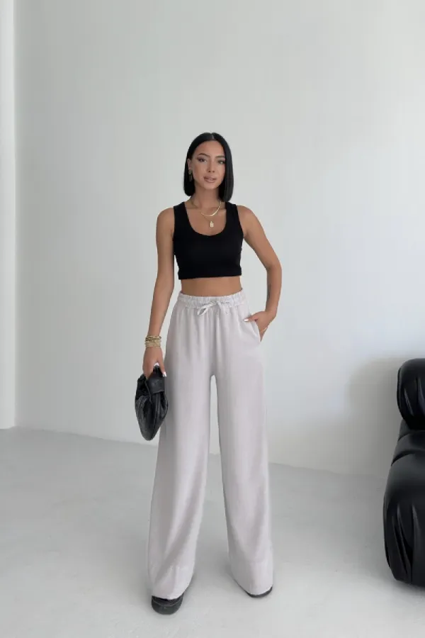 Elastic Waist Linen Pants HS700-94-(S-XL) Light Grey Elastic Waist Linen Pants HS700-94-(S-XL) Light Grey