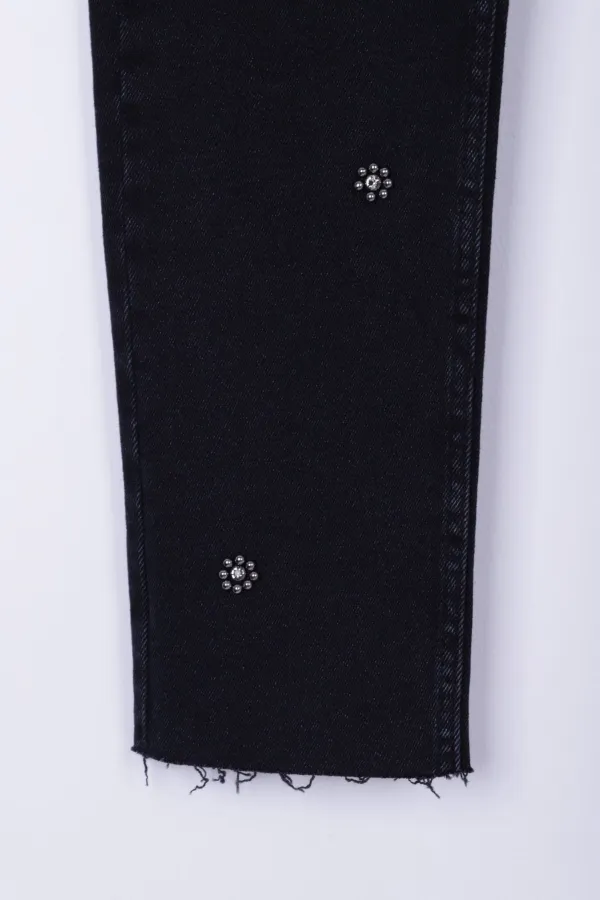 Taşlı Mom Fit Kot Pantolon  7023-08-(32-36)