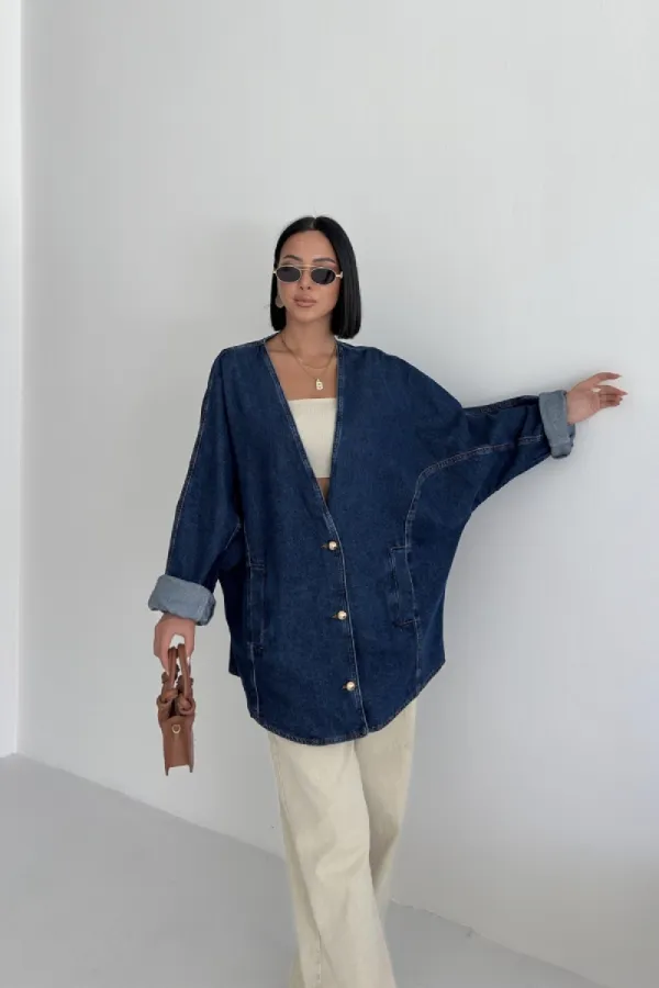 Oversize Yarasa Kollu Kot Ceket 6059-26-(STD-4)