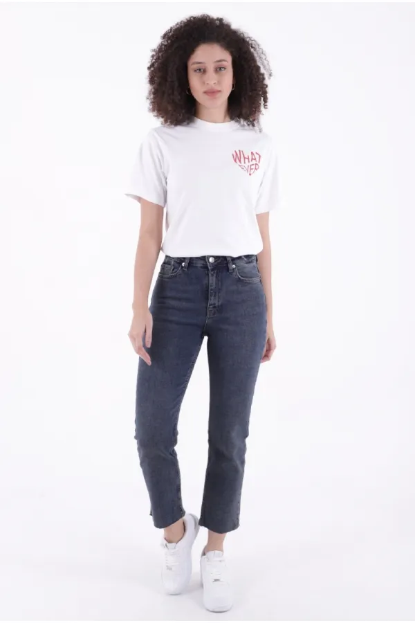 Dikişsiz Paça Mom Fit Kot Pantolon  764-28-(32-36)