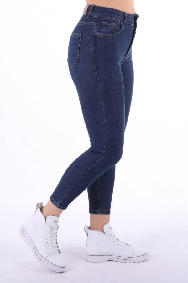 High Waisted Short Skinny Jean  810-17-(26-31) Slubbed Navy Blue
