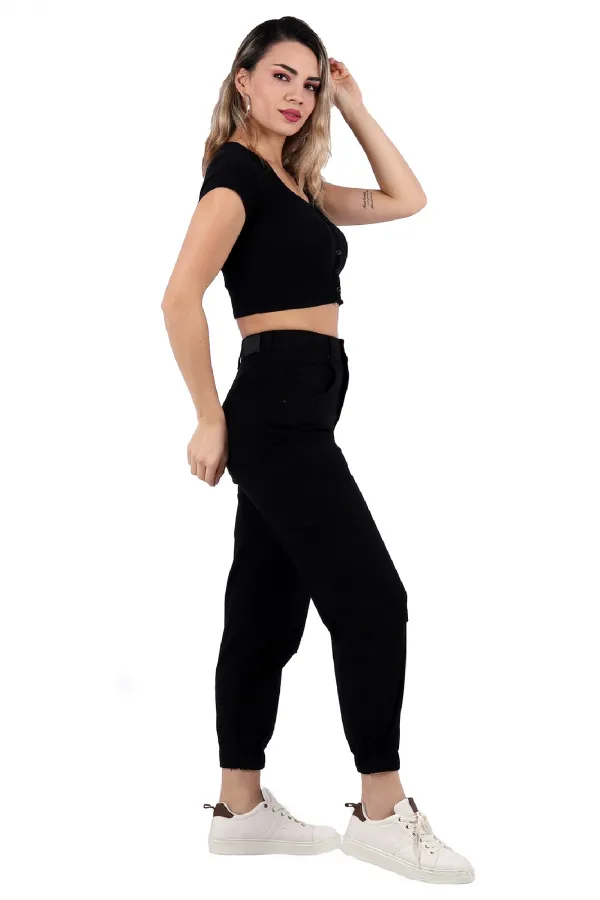 Parçalı Yanı Zincirli Pantolon 1704-07-(S-XL-6) Parçalı Yanı Zincirli Pantolon 1704-07-(S-XL-6)
