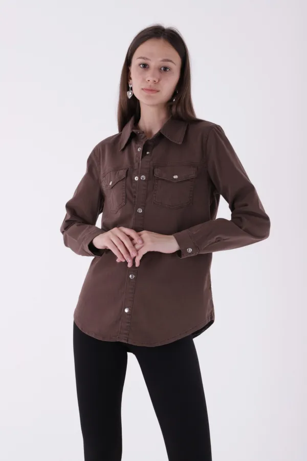 Çıtçıtlı Kot Gömlek  6013-79-(S-XL)