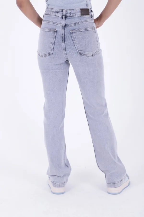 Stitched Hems Wide Leg Relaxed Jean 7026-08-(27-32) Snow Light Blue Stitched Hems Wide Leg Relaxed Jean 7026-08-(27-32) Snow Light Blue