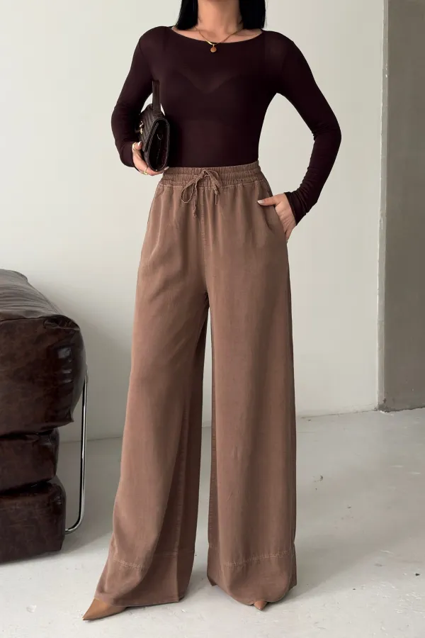 Elastic Waist Linen Pants HS700-72-(S-XL) Soil
