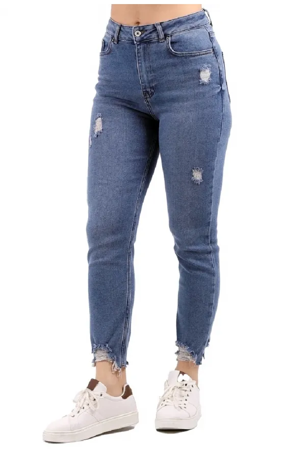 Paçası Mom Fit Kot Pantolon 884-01-(26-31) Paçası Mom Fit Kot Pantolon 884-01-(26-31)