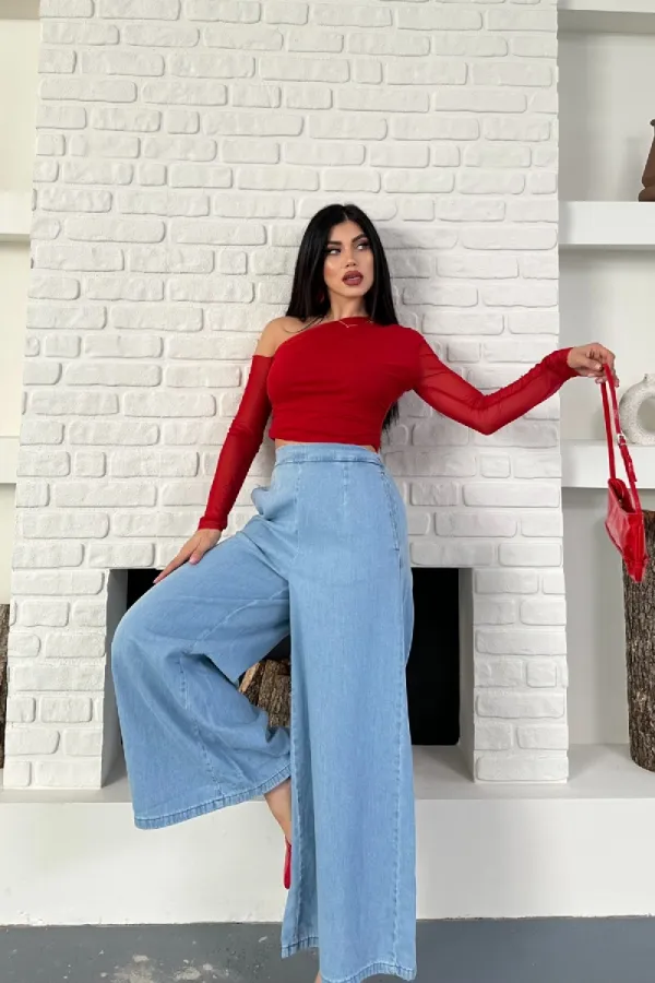 Arkası Lastikli Bol Paça Pantolon 7120-15-(36-42-6)