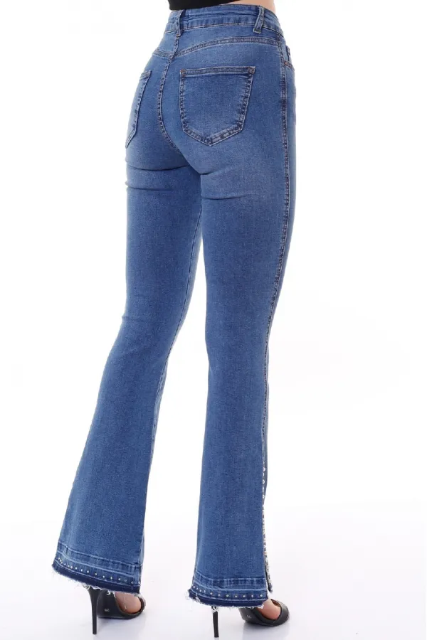 Paça Yırtmaçlı Droplu Kot Pantolon 774-01-(27-32) Paça Yırtmaçlı Droplu Kot Pantolon 774-01-(27-32)