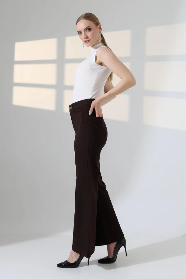 Front Pocket Detailed Jean  7079-78-(30-36) Brown