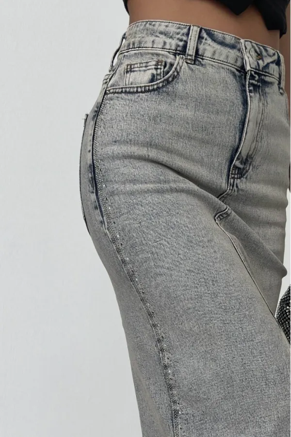 Taşlı Kot Etek  1072-18-(XS-XL-5)