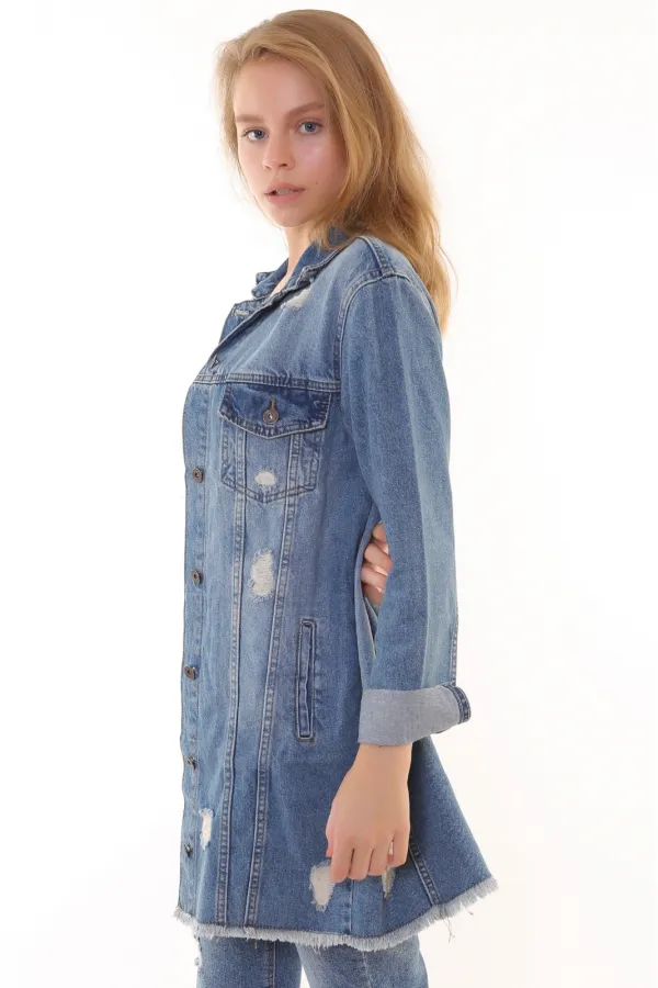 Altı Püsküllü Boyfriend Kot Ceket 679-01-(S-XL-6) Altı Püsküllü Boyfriend Kot Ceket 679-01-(S-XL-6)