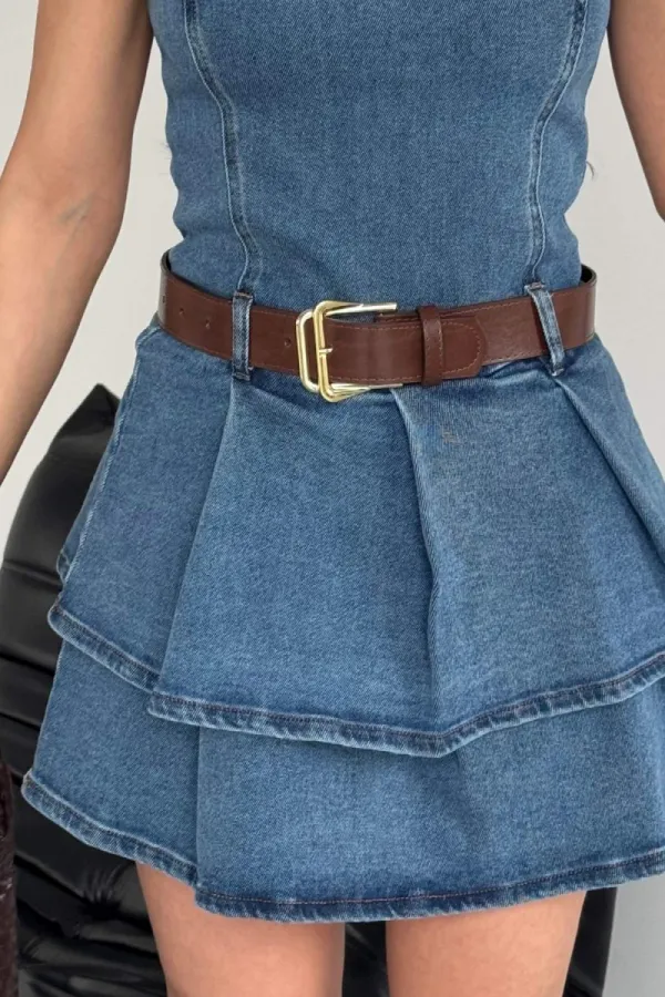 Kolsuz Fermuarlı Pileli Kısa Elbise 3026-27-(XS-XL-5) Kolsuz Fermuarlı Pileli Kısa Elbise 3026-27-(XS-XL-5)