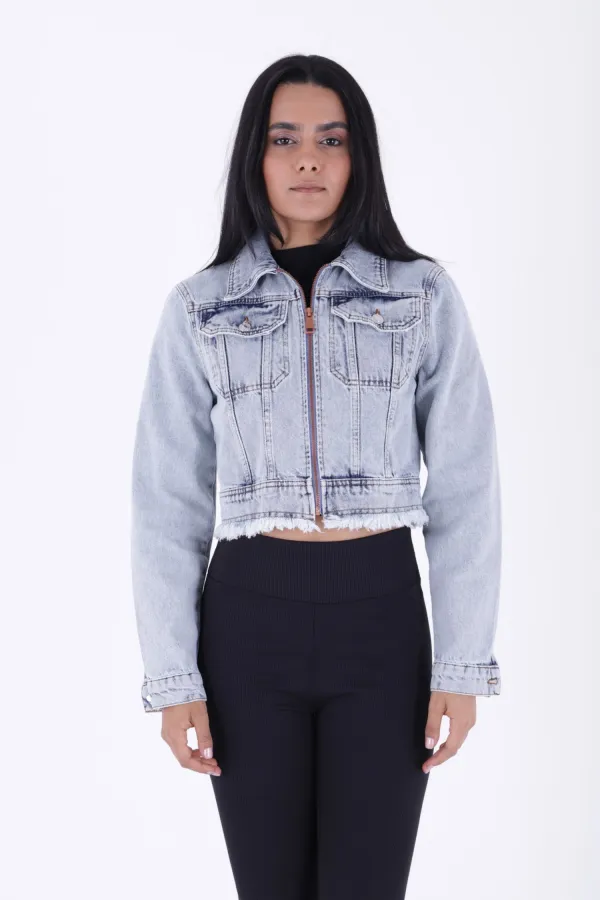 Fermuarlı Püskül Detaylı Kot Ceket 6017-16-(S-XL-6) Fermuarlı Püskül Detaylı Kot Ceket 6017-16-(S-XL-6)