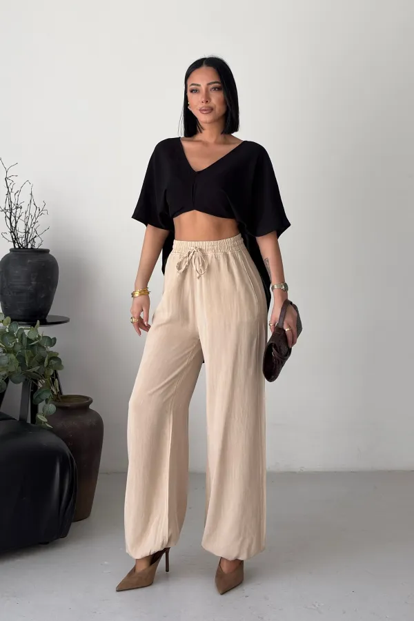 Beli ve Paçası Lastikli Pantolon  HS720-65-(S-XL)
