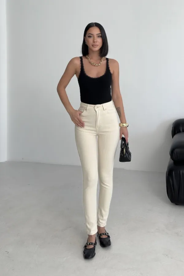 High Waisted Ankle Length Skinny Jean 815-80-(26-31) Natural