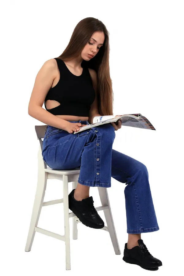 Yanı Çıtçıt Detaylı Pantolon  992-15-(27-32)