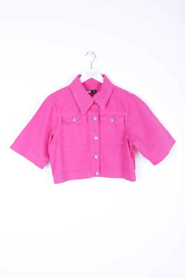 Kısa Kollu Düğmeli Kısa Kot Ceket 6057-89-(S-XL)