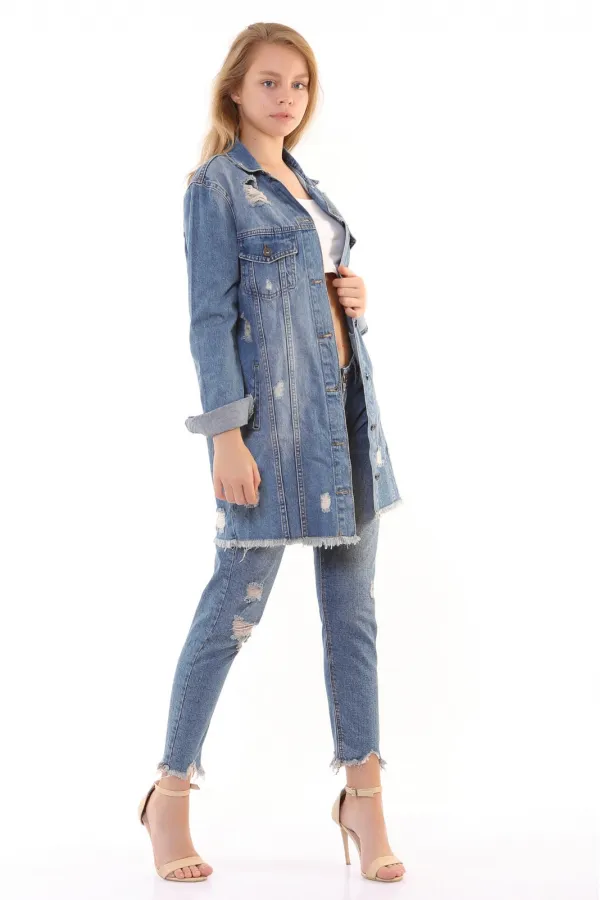 Altı Püsküllü Boyfriend Kot Ceket 679-01-(S-XL-6) Altı Püsküllü Boyfriend Kot Ceket 679-01-(S-XL-6)