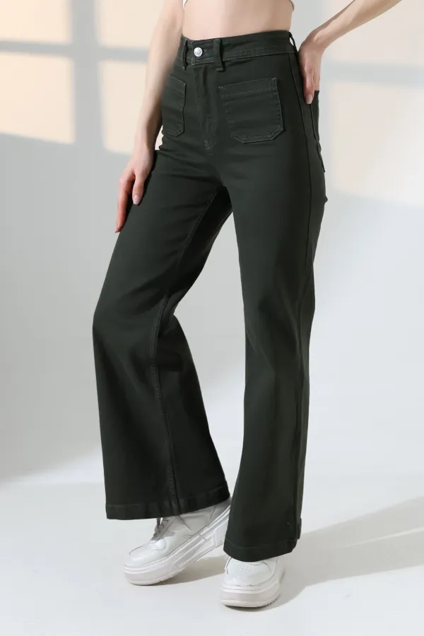 Front Pocket Detailed Jean  7079-97-(27-32) Pine Green