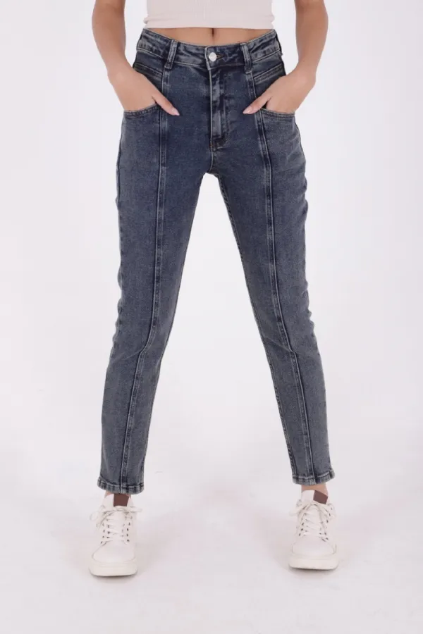 Pantalon en denim à empiècement avant 7043-28-(26-31)