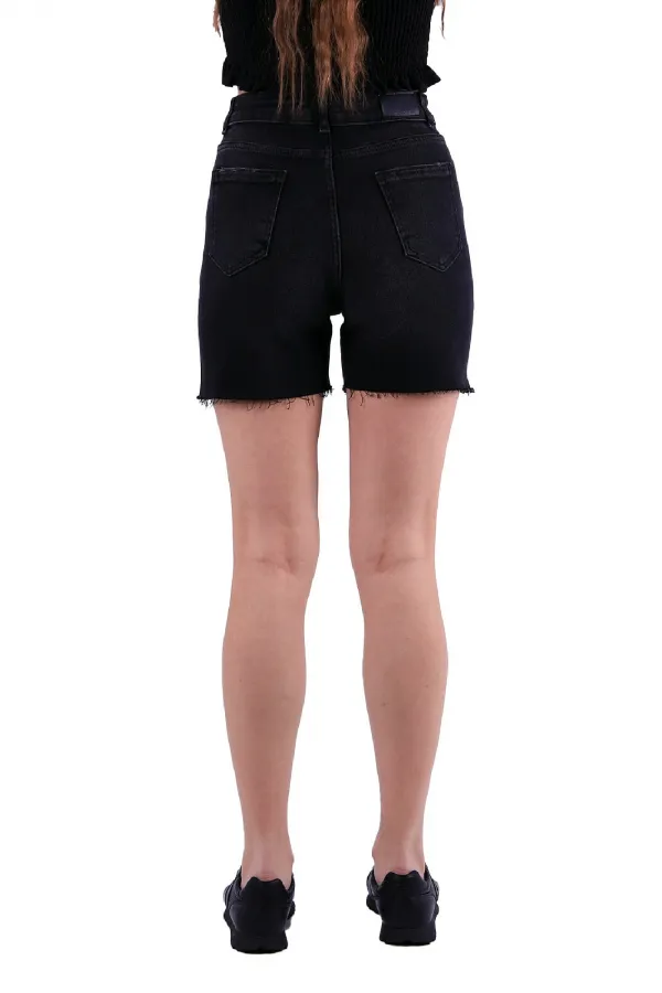 Basic Denim Short with Fringe Ending 264-03-(S-XL-6) Anthracite Denim Basic Denim Short with Fringe Ending 264-03-(S-XL-6) Anthracite Denim