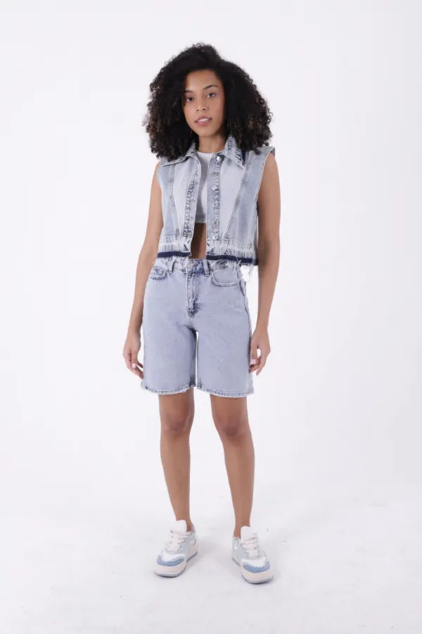 Medium Length Denim Shorts 2001-08-(XS-XXL)