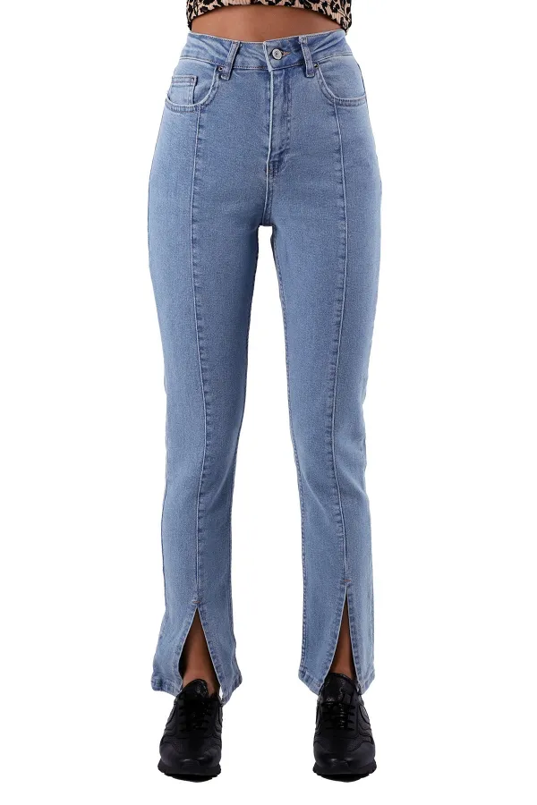 Önü Yırtmaçlı Mom Fit Jean 1747-15-(28-33) Önü Yırtmaçlı Mom Fit Jean 1747-15-(28-33)