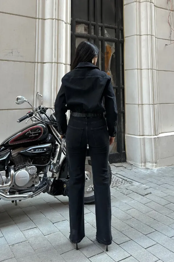 Beli Büzgülü Klasik Kot Tulum 3037-23-(S-L-3)