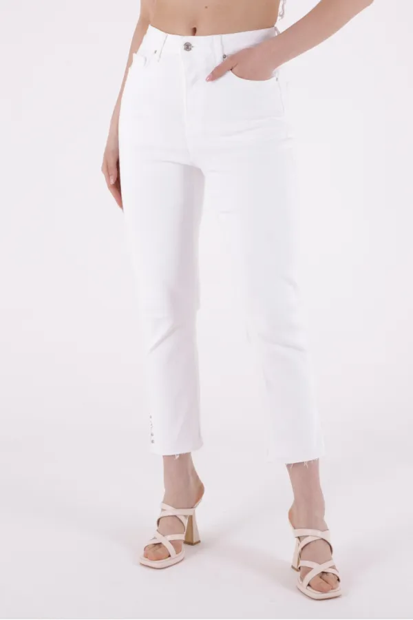Yanı Yırtmaçlı Flare Paça Mom Kot Pantolon  1774-50-(26-31)