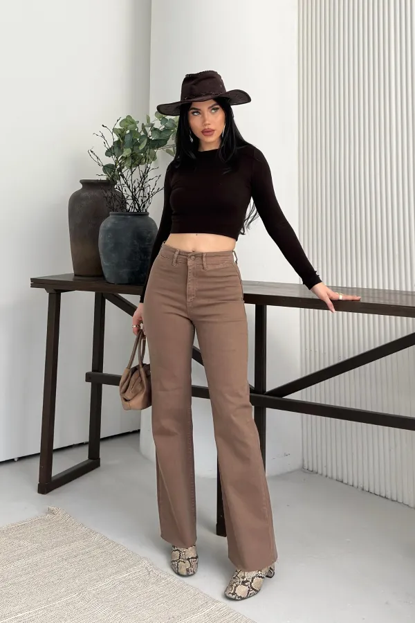 Dekoratif Cep Detaylı Palazzo Kot Pantolon  1710-72-(27-32)