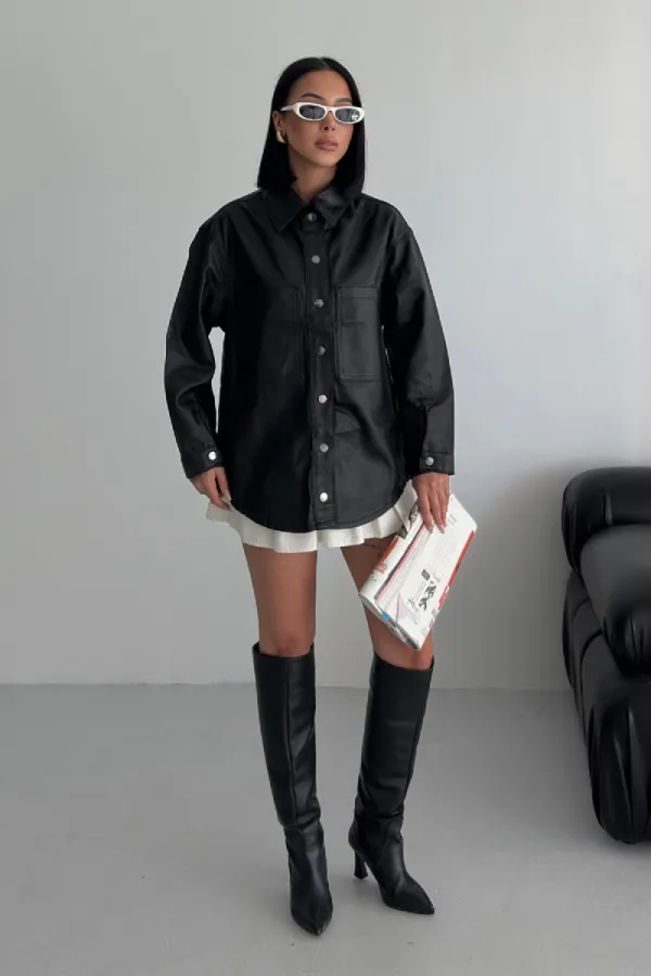 Cepli Oversize Kot Gömlek  6055-46-(S-M-6)